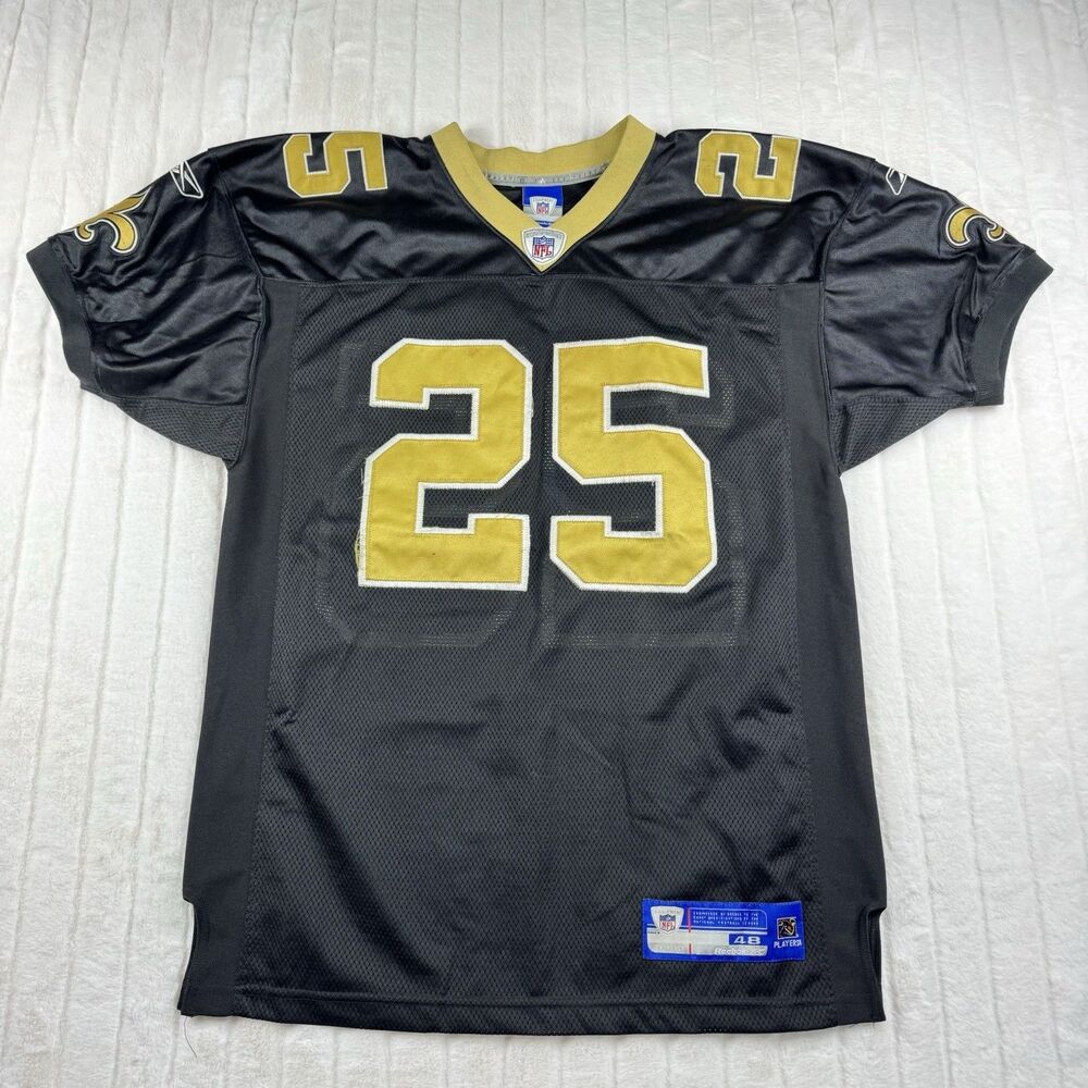VTG Reebok NFL Reggie Bush #25 New Orleans Saints Jersey Men’s 48 Black Gold